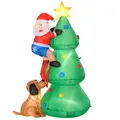 HOMCOM 6ft Inflatable Christmas Tree, LED Lighted with Santa Claus Dog for Home Indoor Outdoor Garden Lawn Decoration Party Prop - 1