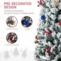 HOMCOM 7.5' Artificial Prelit Christmas Trees Holiday Décor with Colourful LED Lights, Flocked Tips, Berry, Pine Cone - 5