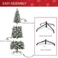 HOMCOM 6FT Artificial Christmas Tree Xmas Pencil Tree with Red Berries and Pinecones Holiday Home Indoor Decoration with Foldable Feet, Green - 6