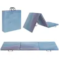 HOMCOM 6FT Foldable Gymnastics Mat, Tri-Fold 2" Thick Crash Mat with Carry Strap Handles for Home Training, Sky Blue - 1