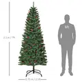 HOMCOM 7FT Prelit Artificial Pencil Christmas Tree with Warm White LED Light, Red Berry, Holiday Home Xmas Decoration, Green - 3
