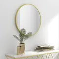 HOMCOM 70cm Aluminium Frame Round Bathroom Mirror - Gold Tone - 9