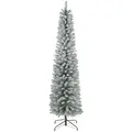 HOMCOM 7ft Artificial Snowy Pencil Christmas Tree - White - 1