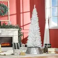 HOMCOM 6ft Unlit Artificial Christmas Tree, Pencil Slim Xmas Tree with Solid Stand and Realistic Branches, White - 2