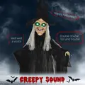 HOMCOM 6ft Outdoor Halloween Decoration Witch, Hanging Witch Prop Life Size with Sound and Motion Activated, Light Up Eyes, Talking Sound, Posable Arms - 4