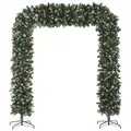 HOMCOM 8.2 ft Snow Frosted Christmas Tree Arch, Christmas Arch Doorway Decor with 2100 Tips and 96 Pinecones, Artificial Xmas Tree with Metal Stand for Indoor, Green - 1