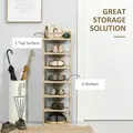 HOMCOM 7 Tier Shoe Rack Organizer Storage Shelf Wooden Display Cabinet for Entryway Living Room Bedroom Oak - 4