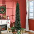 HOMCOM 7.5FT Artificial Snow Dipped Christmas Tree Xmas Pencil Tree Holiday Home Indoor Decoration with Foldable Black Stand, Green - 8