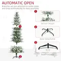 HOMCOM 7 Ft Pencil Snow Flocked Artificial Christmas Tree with Realistic Cypress Branches, Auto Open, Green - 6