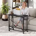 HOMCOM 80 cm Folding Desk on Wheels - Black - 9