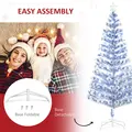 HOMCOM 6FT Artificial Fibre Optic Christmas Tree Seasonal Decoration w/ LED Lights Pre-Lit Easy Store White Blue - 6