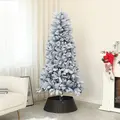 HOMCOM 6ft Flocked Artificial Christmas Tree with 700 Snow Frosted Tips, Metal Stand, Snowy Hinged Xmas Tree, Blue - 2