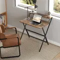 HOMCOM 81.5 cm Folding Computer Desk with Monitor Shelf - Rustic Brown - 7