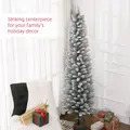 HOMCOM 6ft Artificial Snowy Pencil Christmas Tree - White - 4