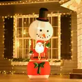 HOMCOM 8ft Christmas Inflatable Decoration with Santa Claus on Snowman Hot Air Balloon, Blow Up Xmas Decor for Outdoor ​Indoor - 2
