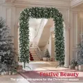 HOMCOM 8.2 ft Snow Frosted Christmas Tree Arch, Christmas Arch Doorway Decor with 1800 Tips and 91 Pinecones, Artificial Xmas Tree with Metal Stand for Indoor, Green - 4