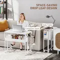HOMCOM 80 cm Drop Leaf Writing Work Desk - White - 4