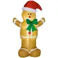 HOMCOM 6ft Christmas Inflatable Gingerbread Man & Santa Hat Safe Outdoor Decoration w/ Accessories - 1