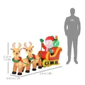 HOMCOM 8ft Christmas Inflatable Santa Claus on Sleigh, LED Lighted for Home Indoor Outdoor Garden Lawn Decoration Party Prop - 3