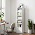 HOMCOM 6-Tier 156 cm Tall Bookcase - White - 2