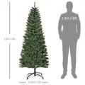 HOMCOM 6FT Prelit Artificial Pencil Christmas Tree with Warm White LED Light, Red Berry, Holiday Home Xmas Decoration, Green - 3