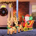 HOMCOM 8ft Christmas Inflatable Santa Claus on Sleigh, LED Lighted for Home Indoor Outdoor Garden Lawn Decoration Party Prop - 2