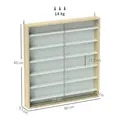 HOMCOM 7-Tier Wall Display Shelf Unit Cabinet w/ 6 Adjustable Shelves Glass Doors Home Office Ornaments 83x80cm, Oak - 3