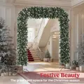 HOMCOM 8.2 ft Snow Frosted Christmas Tree Arch, Christmas Arch Doorway Decor with 2100 Tips and 96 Pinecones, Artificial Xmas Tree with Metal Stand for Indoor, Green - 4