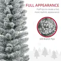HOMCOM 6ft Artificial Snowy Pencil Christmas Tree - White - 5