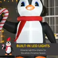 HOMCOM 8ft Inflatable Christmas Penguin Holding Candy Cane Blow Up Outdoor Decoration with LED Lights for Holiday - 4