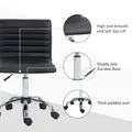 HOMCOM Armless Task Desk Chair, Swivel Office Chair with Faux Leather, Adjustable Seat Height, Chrome Base, Wheels for Home, Black - 7
