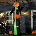 HOMCOM 9FT Inflatable Halloween Pumpkin Ghost with Build in LED,  Outdoor Lighted Blow Up Inflatables for Party Indoor, Garden, Lawn - 2