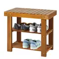 HOMCOM Acacia Wood Shoe Bench,  3-Tier Shoe Storage Rack, Hallway Organizer Shelf, for Entryway, Living Room, Bedroom, 50 x 28 x 45 cm, Teak - 6