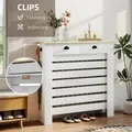 HOMCOM 95.5H x 111Wcm Radiator Cover, with Drawer - White - 5
