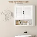HOMCOM Bathroom Cabinet, Wall Mounted Storage Cabinet with Adjustable Shelves, 60 x 20 x 60 cm, White - 6