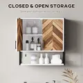 HOMCOM Bathroom Cabinet Wall Mounted, Bathroom Wall Cabinet Medicine Cabinet with 2 Doors, Adjustable Shelf, Walnut - 5