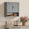 HOMCOM Bathroom Cabinet, Wall Mounted Storage Cabinet with Adjustable Shelves, 60 x 20 x 60 cm, Grey - 9