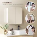 HOMCOM Arched Bathroom Mirror Cabinet with Adjustable Shelves - White - 7