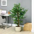 HOMCOM Artificial Ficus Tree, with Weighted Plant Pot - Green - 7