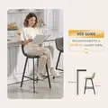 HOMCOM Bar Stools Set of 2, PU Leather Dining Stools with Backrest, Footrest, for Kitchen, Counter, Breakfast Bar, Grey - 7