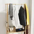 HOMCOM Bamboo Clothes Rack, with Shelves and Hooks - Natural Finish - 7