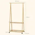 HOMCOM Bamboo Clothes Rack, with Shelves and Hooks - Natural Finish - 3