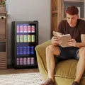 HOMCOM 93L Drinks Fridge, 115 Can Freestanding Beer Fridge with Glass Door, Adjustable Shelves, LED Light, for Beer Soda, Black - 2