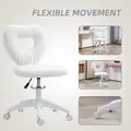 HOMCOM Armless Heart Computer Desk Chair, Teddy Fleece Swivel Office Chair, Makeup Vanity Chair with Height Adjustable, Wheels, for Home Study Bedroom, White - 6