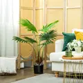HOMCOM 94cm Artificial Palm Tree, Decorative Artificial Plant with Lifelike PEVA Leaves and Coconut Coir, Fake Tree with Plastic Pot and Flocking for Home Office Decor, Green - 9