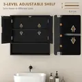 HOMCOM Bathroom Cabinet, Wall Mounted Storage Cabinet with Adjustable Shelves, 60 x 20 x 60 cm, Black - 5