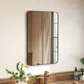 HOMCOM 90 x 60cm Curved Bathroom Mirror - Black - 2