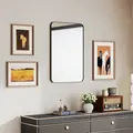 HOMCOM 90 x 60cm Curved Bathroom Mirror - Black - 8