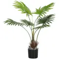HOMCOM 94cm Artificial Palm Tree, Decorative Artificial Plant with Lifelike PEVA Leaves and Coconut Coir, Fake Tree with Plastic Pot and Flocking for Home Office Decor, Green - 1