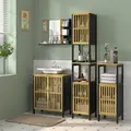 HOMCOM Bamboo-Blend Retro Cut-Out Under Sink Cabinet - 2